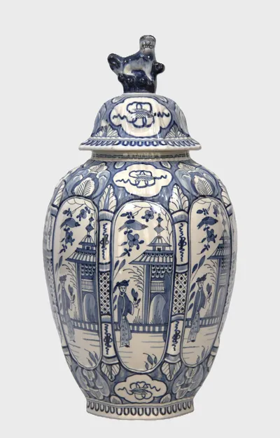 Chinoiserie dekselvaas boch