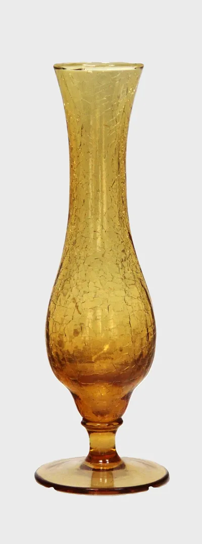 Vaasje geel glas craquelé