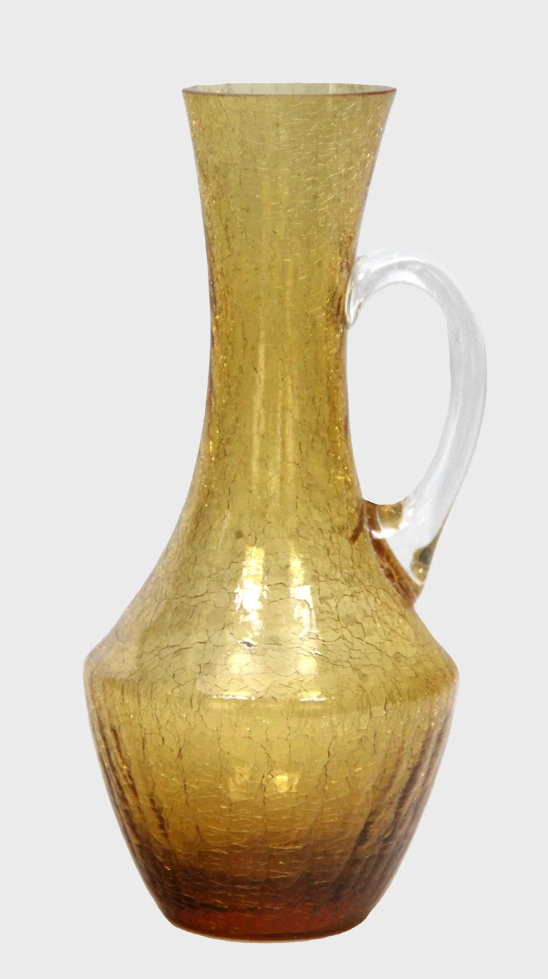 Vaasje in geel craquelé glas - Glas › Vazen - 20.5cm hoog
1960-1970